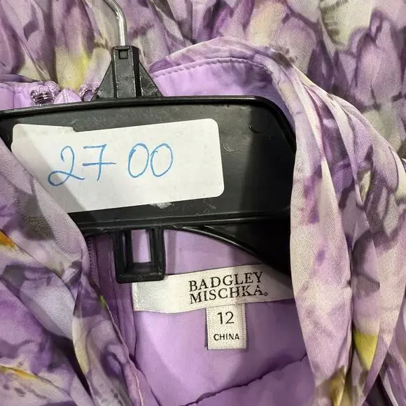 Badgley Mischka Floral Mock
Neck Pleated Gown Purple Maxi dress Size 12 - Picture 2 of 6